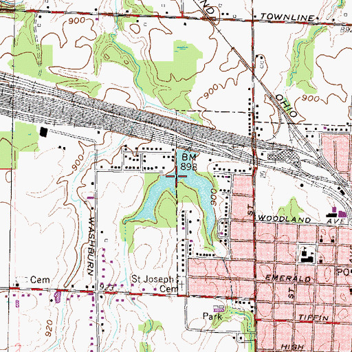 Topographic Map of B & O Railroad Pond 1025-006, OH