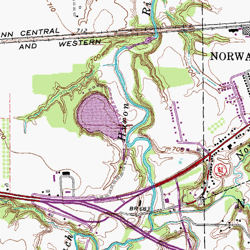 Topographic Map of Contractors Realty Corporation Pond, OH