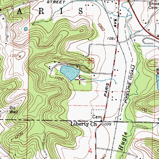 Topographic Map of Squaw Valley Lake Dam, OH