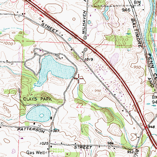 Topographic Map of Clays Park Lake Dam, OH