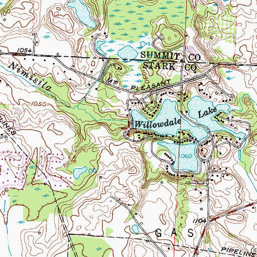 Topographic Map of Willowdale Lake Dam, OH