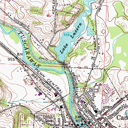 Topographic Map of Lake Lucern Dam, OH