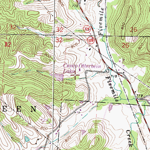 Topographic Map of Camp Otterbein Lake Dam, OH