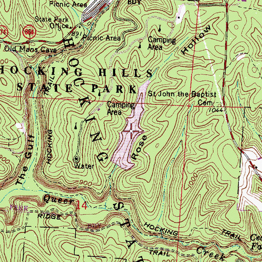 Topographic Map of Hocking Hills Reservoir, OH