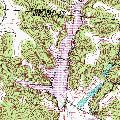 Topographic Map of Lake of Four Seasons, OH