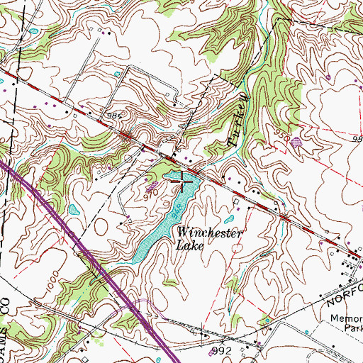 Topographic Map of Winchester Lake Dam, OH