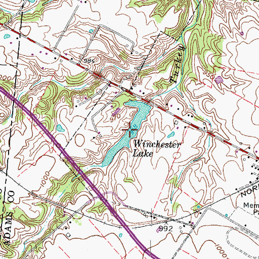 Topographic Map of Winchester Lake, OH