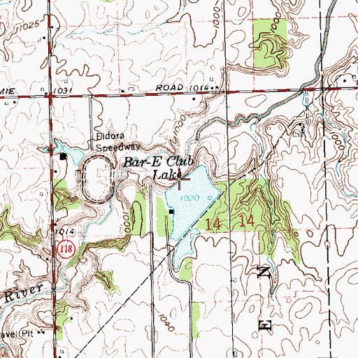 Topographic Map of Bar-E Club Lake Dam, OH