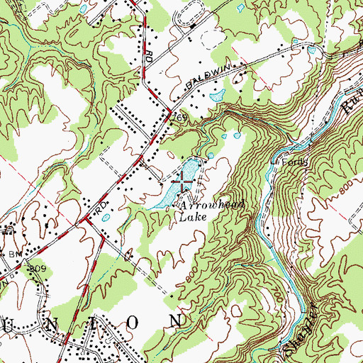 Topographic Map of Arrowhead Lake, OH