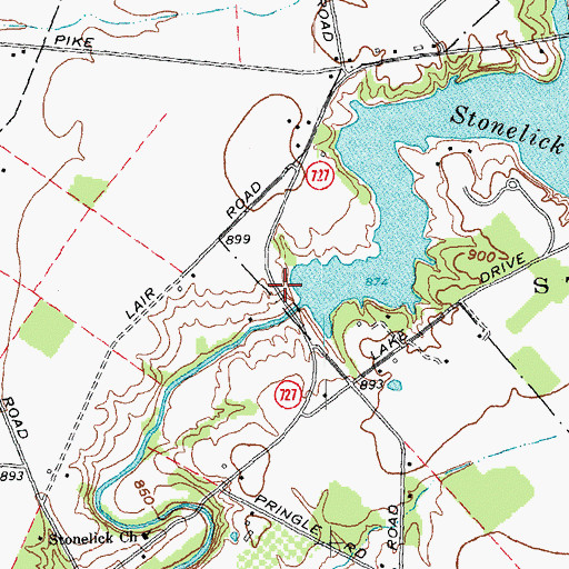 Topographic Map of Stonelick Lake Dam, OH