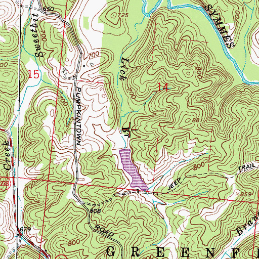 Topographic Map of Wayne National Forest Pond 8623-002 Dam, OH