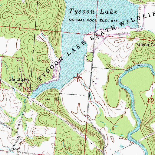 Topographic Map of Tycoon Lake - South Dam, OH