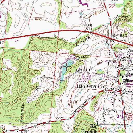Topographic Map of Rio Grande Reservoir, OH