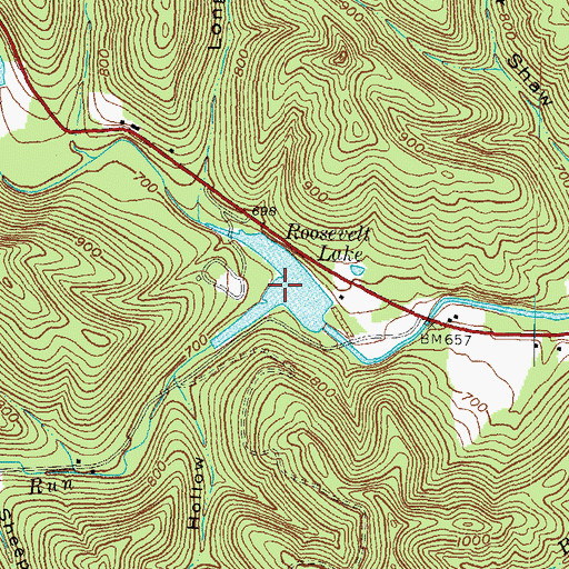 Topographic Map of Roosevelt Lake, OH