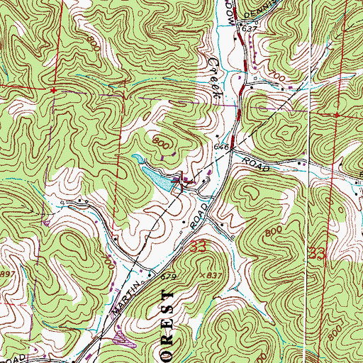 Topographic Map of Scioto Hills Baptist Camp Lake Dam, OH