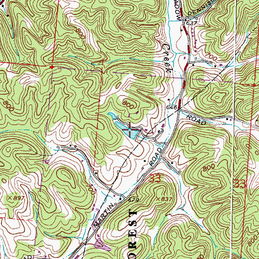 Topographic Map of Scioto Hills Baptist Camp Lake, OH