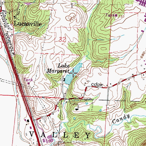 Topographic Map of Lake Margaret, OH