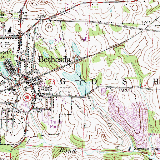 Topographic Map of Bethesda Reservoir, OH
