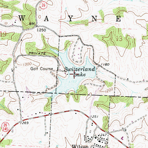 Topographic Map of Switzerland Lake, OH