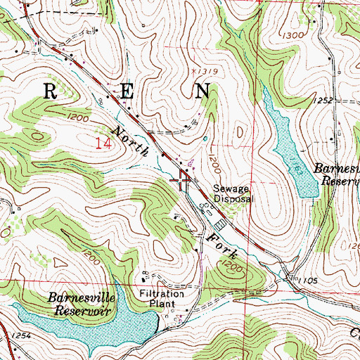 Topographic Map of Barnesville Reservoir Number Two, OH