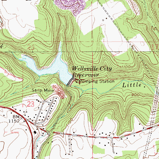 Topographic Map of Wellsville Reservoir Dam, OH
