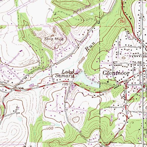Topographic Map of Lake Samary Dam, OH