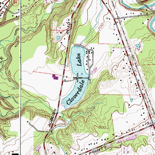 Topographic Map of Cloverdale Lake, OH
