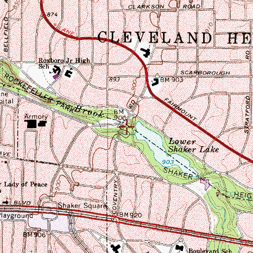 Topographic Map of Lower Shaker Lake Dam, OH