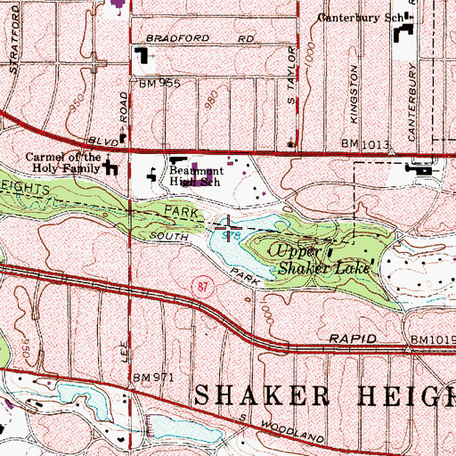 Topographic Map of Upper Shaker Lake Dam, OH