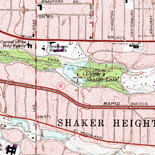 Topographic Map of Upper Shaker Lake, OH