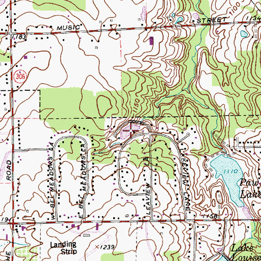 Topographic Map of Bellwood Lake, OH