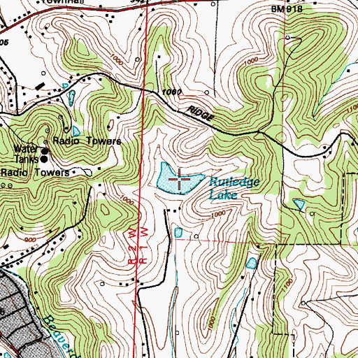 Topographic Map of Rutledge Lake, OH