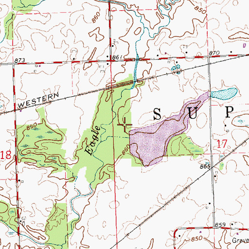 Topographic Map of Browns Recreation Lake Dam, OH