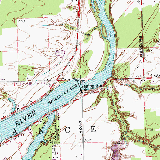Topographic Map of Defiance Reservoir, OH