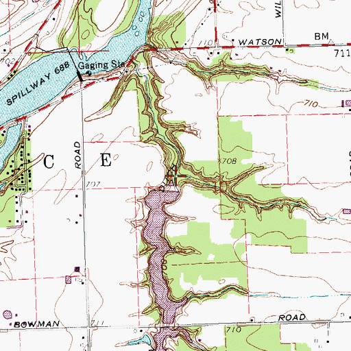 Topographic Map of Kohart Lake Dam, OH