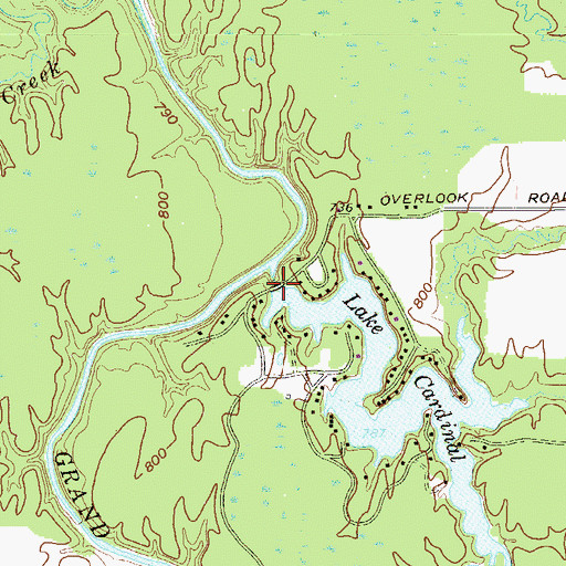 Topographic Map of Lake Cardinal Dam, OH