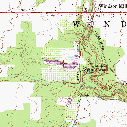 Topographic Map of Camp Whitewood Lake, OH