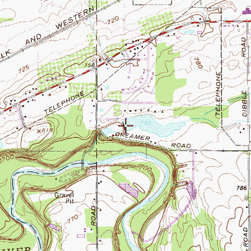 Topographic Map of Ashtabula County Outdoor Club Lake Dam, OH