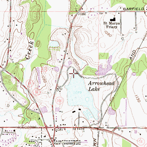 Topographic Map of Arrowhead Lake Dam, OH