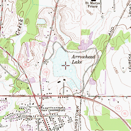 Topographic Map of Arrowhead Lake, OH