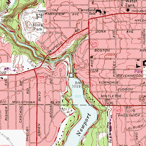 Topographic Map of Newport Lake Dam, OH