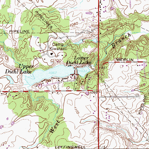 Topographic Map of Diehl Lake Dam, OH