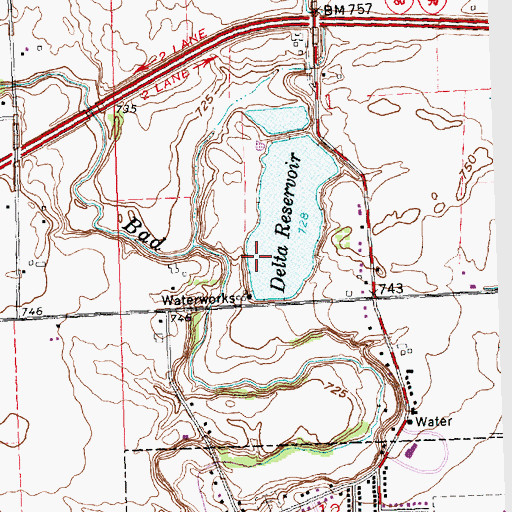 Topographic Map of Delta Reservoir Dam, OH