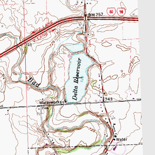 Topographic Map of Delta Reservoir, OH