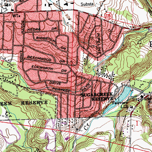 Topographic Map of Huffman Reservoir, OH