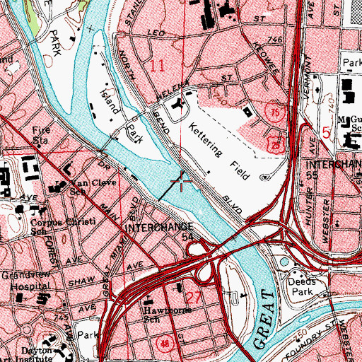 Topographic Map of Island Park Reservoir, OH