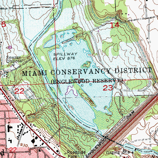 Topographic Map of Englewood Recreation Reservoir, OH