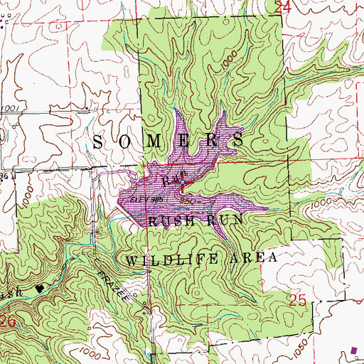 Topographic Map of Rush Run Lake, OH