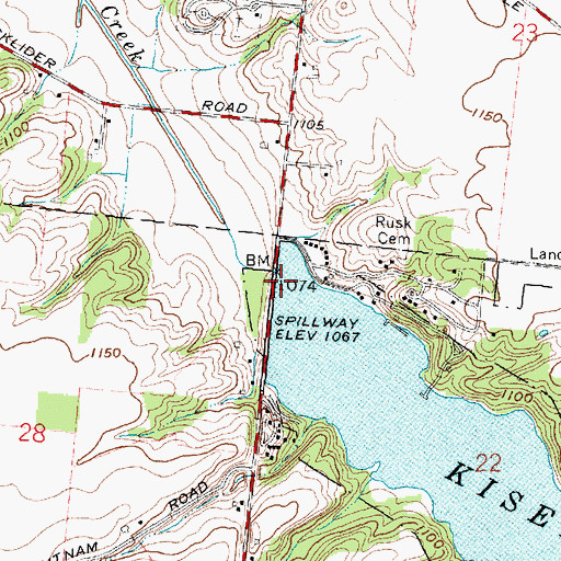 Topographic Map of Kiser Lake Dam, OH
