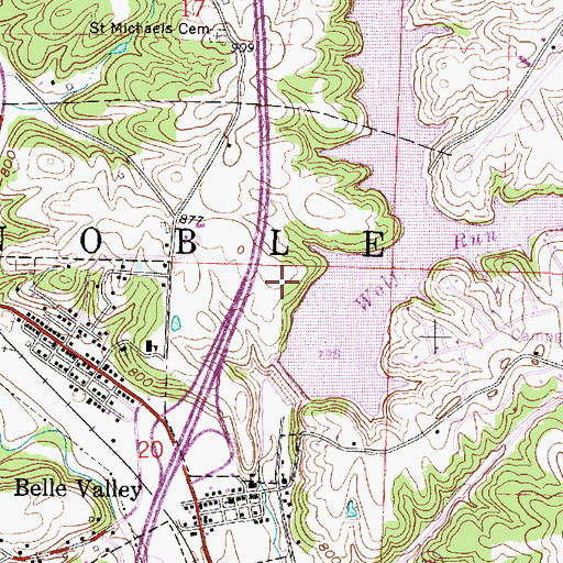 Topographic Map of Wolf Run Lake Dam, OH